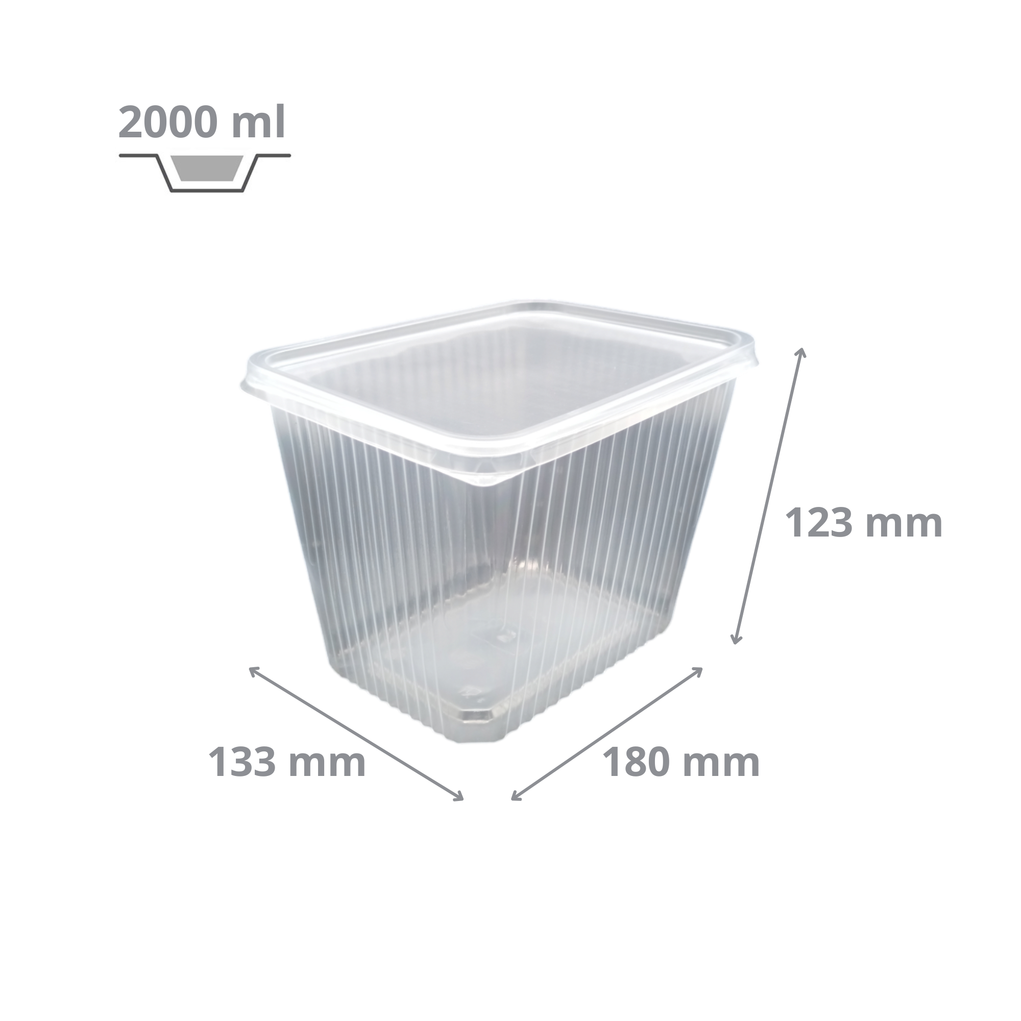 Barquette plastique micro-ondable avec couvercle 2000 cc